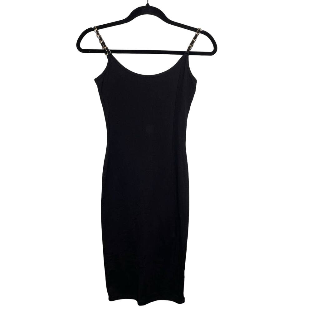 Absolutely Love It Sleeveless Babydoll Spaghetti Strap Tank Dress‎ Chain Black S